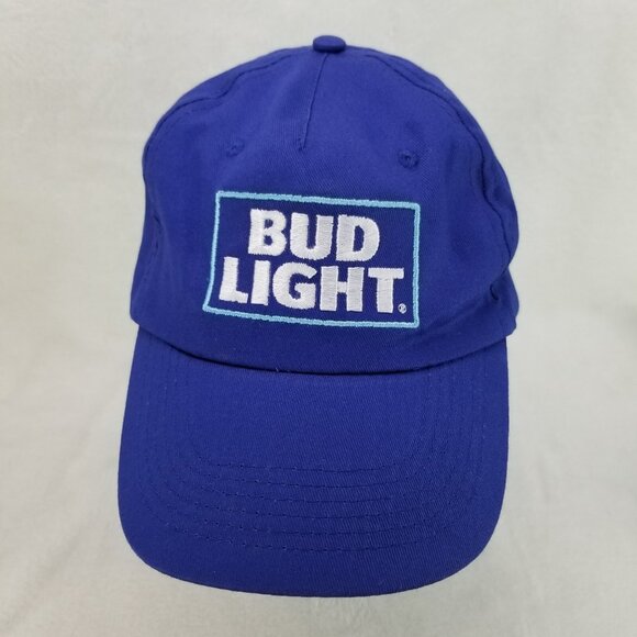 ✅Bud Light Blue Cap Lightweight Baseball Hat Adjustable Hook & Loop OSFA curved - Picture 2 of 8